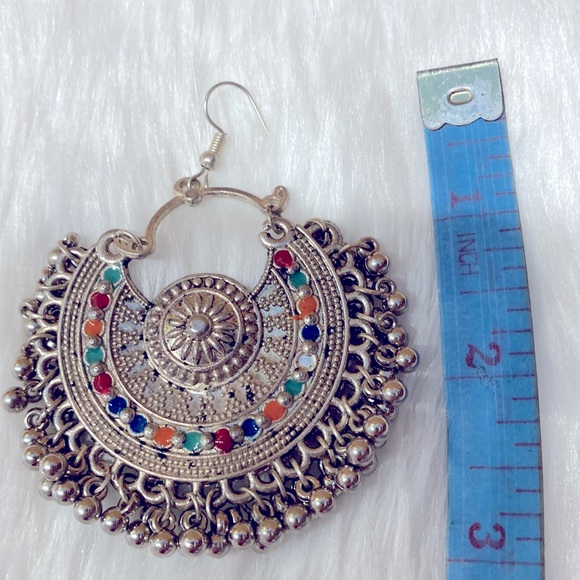 SOLD YEY !!  Handmade Afghan Ethnic Bali Earrings, Tribal Kuchi Afghan Hoop - Picture 5 of 7